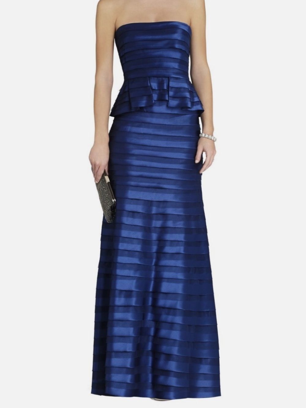NWOT BCBG MAX AZRIA INK ROSE STRAPLESS TIERED GOWN - Picture 2 of 7